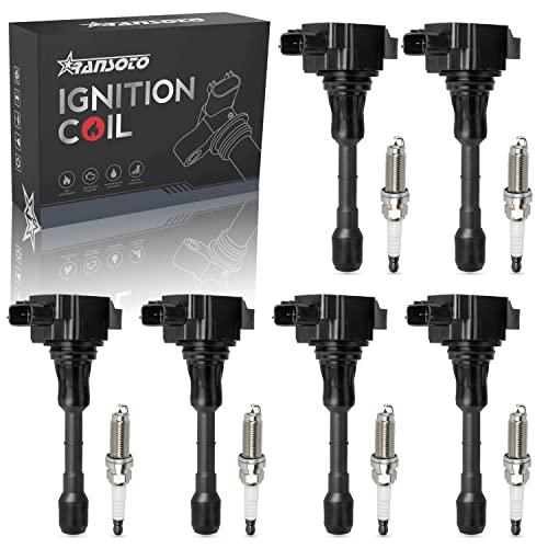 RANSOTO Ignition Coil Pack & 1406 Iridium Spark Plug Compatible with 2007-2020 Nissan Maxima Murano Altima Infiniti EX35 FX35 G25 G35 Q50 QX60 3.5L Replaces UF550 Set of 6
