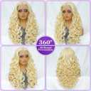 Felek Blonde 13x6 Synthetic Lace Front Wig Loose Wave HD Transparent Lace Frontal Wigs Pre Plucked Wear and Go Glueless Wigs for Black and White Women 24 inch Long Curly Wig #613