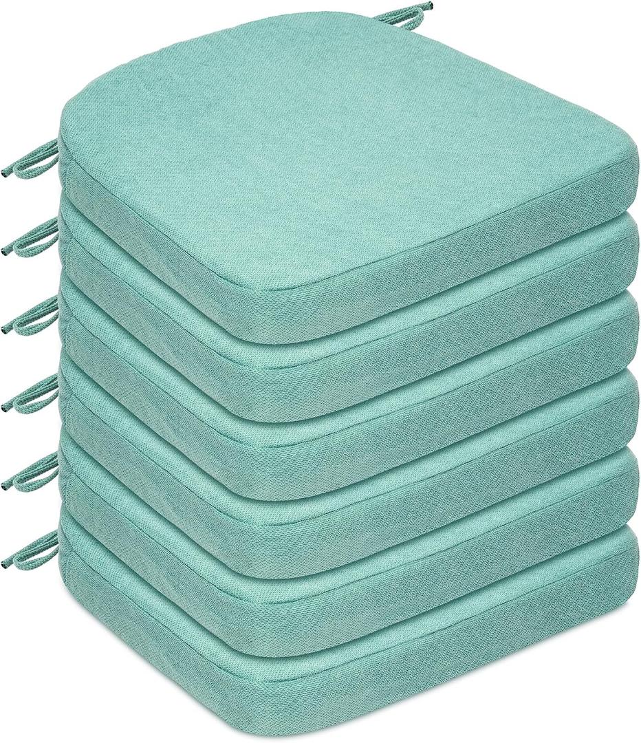 Chair Cushions for Dining Chairs, D-Shaped Non-Slip Seat Cushions | Removable Washable Covers & Ties, Chair Pads for Kitchen, Indoor Patio 17" x 16"
