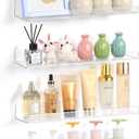 4 Pack Acrylic Shelves for Wall Storage, 15" Floating Bookshelves for Kids, Display Shelf Organizer for Bathroom, Bedroom, Living Room Decor, Kitchen, Clear