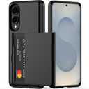 Nvollnoe for Samsung Galaxy S25 Edge Case with Card Holder Dual Layer Heavy Duty Protective Case Hidden Card Slot Slim Wallet Cover for Samsung S25 Edge 6.7''(Black)