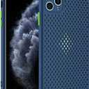 Heat Dissipation Case Compatible with iPhone, Breathable Cooling Hollow Cellular Hole Full Back Camera Lens Protection(Blue, for iPhone 15)