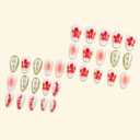 2 x Short Nails Press on Almond Floral Fake Nails Pink Flower Gold Curve Line False Nails with Designs Elegant Acrylic Nails Blush Glossy Glue on Nails for Women Girls 24Pcs