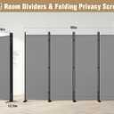 Room Divider 6FT Tall Folding Privacy Partition Screen, 88'' W Portable Wall Divider for Room Separation, Freestanding 4 Panel Room Divider Panel Privacy Screen for Dorm Studio Office, Grey