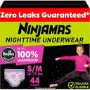 Ninjamas Girls Bedwetting Nighttime Underwear, Size S/M (38-70 lbs), 44 Count, Overnight Protection, Ultra Absorbent, Hypoallergenic