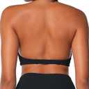 Sunzel Women's Halter Neck Sports Bra, Twist Front Yoga Crop Top with Removable Pads, Open Back V Neck Bra for Gym Workout (X-Small, Black)