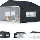 Outdoor Dog Kennel Cover Full Coverage for 10'Dx10'Wx7'H Dog Cages,600D Heavy Duty Waterproof Large Dog Kennel Cover,(Kennel not included) Black