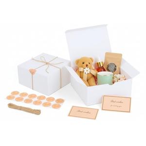 Mystella White Gift Boxes with Lids 8x8x4 Inch - 10 Pack Present Boxes for Gift Wrapping, Bridesmaid Proposal, Wedding, Birthday, Party Favors - Includes Twine, Stickers & Greeting Cards