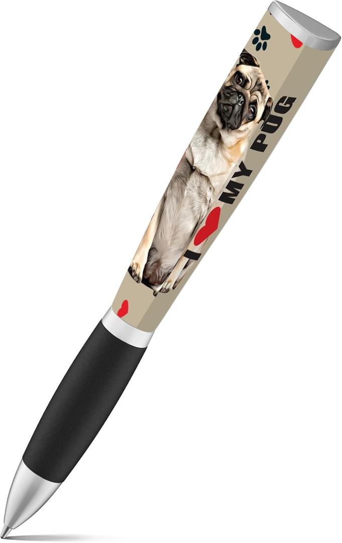 4 x ANINKABOVE I Love My Dog 3-Sided Ballpoint Pen - Cute Pug Gift for Dog Moms & Dads, Unique Fun Writing Instrument for Office or School Supplies