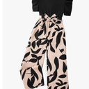 WDIRARA Girls's Casual Graphic Puff Sleeve Bow Belted Wide Leg Jumpsuit
, Size -11Y