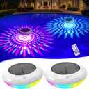 Floating Pool Lights w/Remote, 6.5 Inch RGB Solar Pool Lights That Float with 9 Dynamic Lighting, IP68 Waterproof Pool Floating Light, Hangable Solar Floating Light for Pools Party Garden(2)