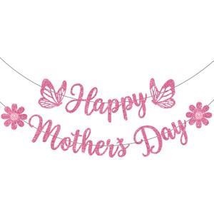 Mothers Day Banner Decorations, Happy Mothers Day Banner, Glitter Mother's Day Banner Mother's Day Decorations for Party Supplies