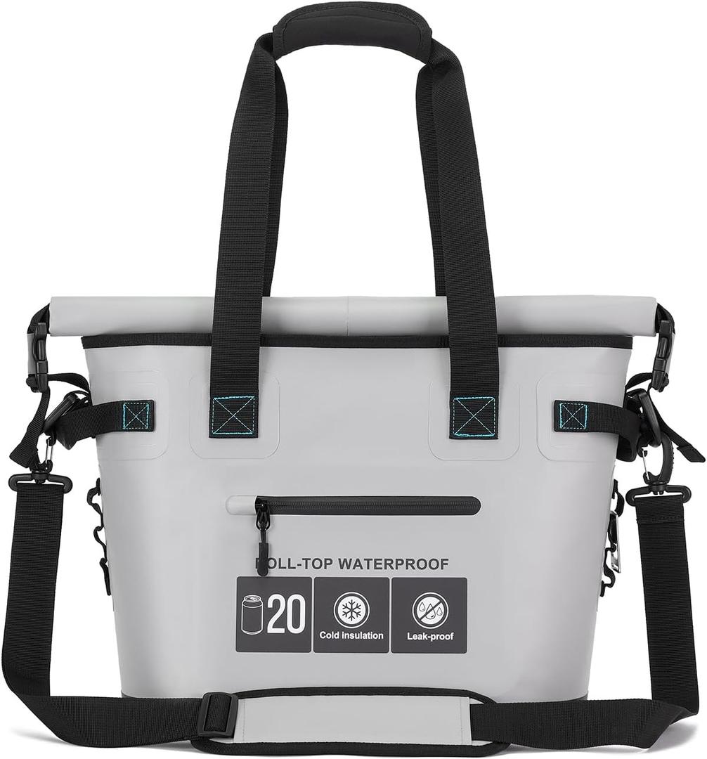 Vogano Soft Cooler Bag - Insulated Leak-Proof Cooler Bag with Roll-Top Waterproof Seal ,Portable Ice Chest for Camping, Beach, Travel, Picnics ,12HR Cold Retention, 20 Can