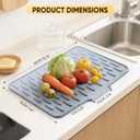Silicone Dish Drying Mat for Kitchen Counter, Non-Slip Draining Mat Kitchen Drain Mats for Counter, Dish Drying Pad with Drain Lip for Kitchen Undercounter Sink (Gray, 15.7"x12.6")