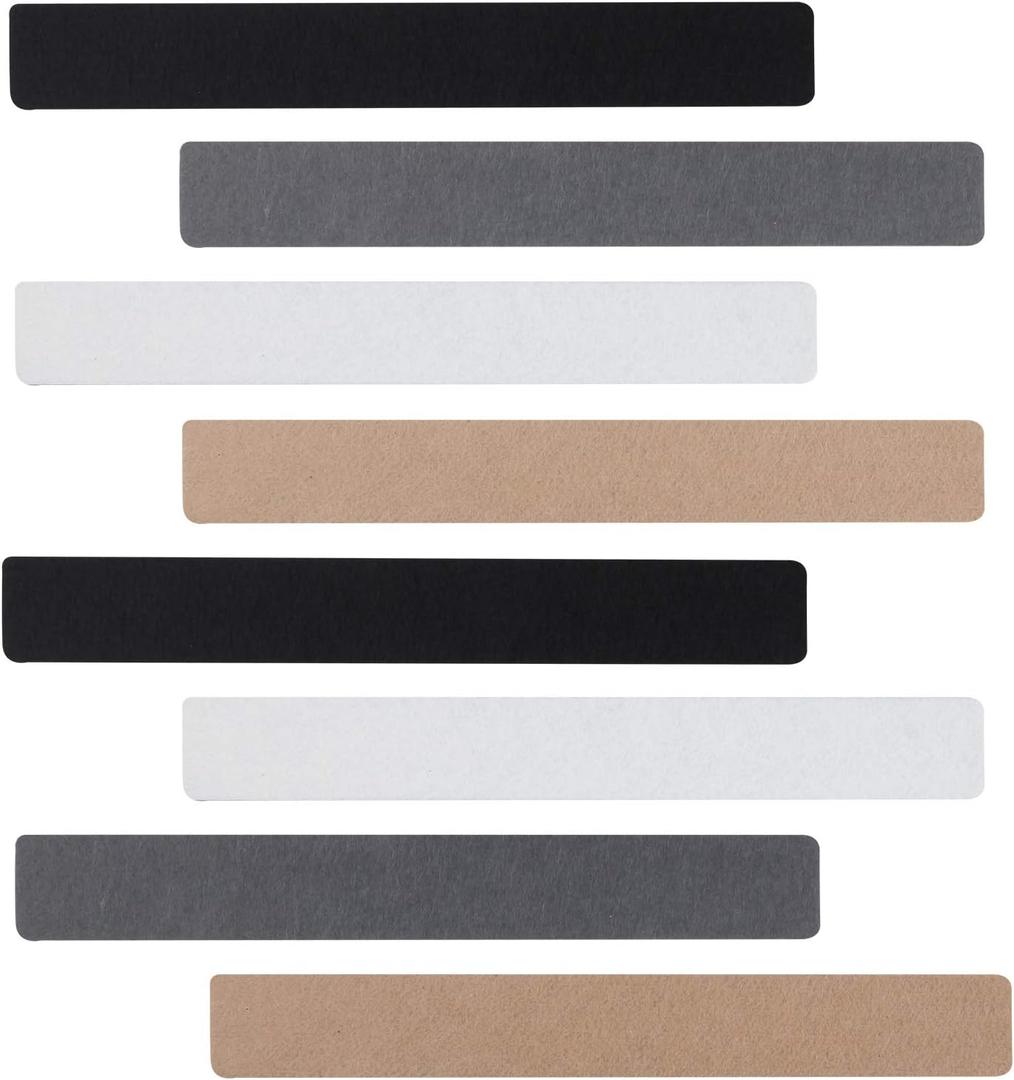 8Pcs Felt Board Tile Bulletin Board Bar Strip for Wall, Self-Adhesive Memo Pin Board with 24Pushpins, Corkboard Strip for Office Home Classroom