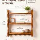 3 Tier 100% Solid Wood Wall Shelf with 5 Hooks, Vintage Wooden Shelf, Rustic Scalloped Edge Floating Shelf for Wall Decor and Storage, Farmhouse Display Shelf for Kitchen, Bathroom, Bedroom, 17.3 x 5.1 x 18.9 inches