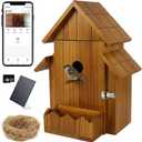 Bird House with Camera, 1080p HD Bird Houses for Outside with Nest Auto Capture Photo & Video, Smart Bird House with Camera Solar Powered 2.4G WiFi & App Notify in Real Time Dark Color (Dark, Normal)
