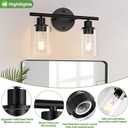 Zarbitta 2-Light Bathroom Light Fixtures, Black Modern Vanity Lights with Clear Glass Shade, Bathroom Wall Lamp for Mirror Kitchen Living Room Hallway Cabinet Porch