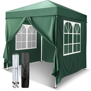 VINGLI 6.5x6.5 Pop Up Canopy Tent with Sidewalls, Outdoor Gazebo Canopy Tent, Patio Event Tents Outdoor Event Shelter for Parties (Green)