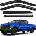 Shatterproof Tape-On Rain Guards for Ford F250 to F550 Super Duty 2017-2025 Crew Cab, Out-Channel Window Deflectors Vent Window Visors Rain Sun Wind Guards Shade Deflectors, 4 pcs