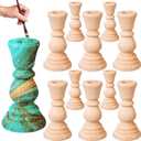 Nitial 12 Pcs Wood Candlestick Holders Unfinished Classic Wooden Candle Holders Small Unfinished Candlestick for Crafts DIY Xmas Christmas Gift Decoration (4 Inch)
