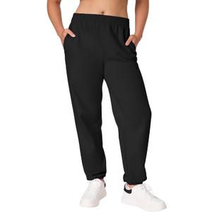Hanes Women's Originals Midweight Fleece Joggers, Sweatpants with Pockets, 30", Plus (X-Large, Black)