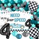 JeVenis Need Four Speed Birthday Decoration Need Four Speed Balloons Backdrop Racing Car 4th Birthday Decoration Boys 4th Birthday Party Supplies Car Balloons