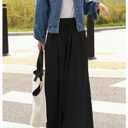 RoseSeek Women's Wide Leg Sweatpants High Elastic Waist Flowy Palazzo Pants Loose Baggy Pants Bottoms Pure Black, Medium