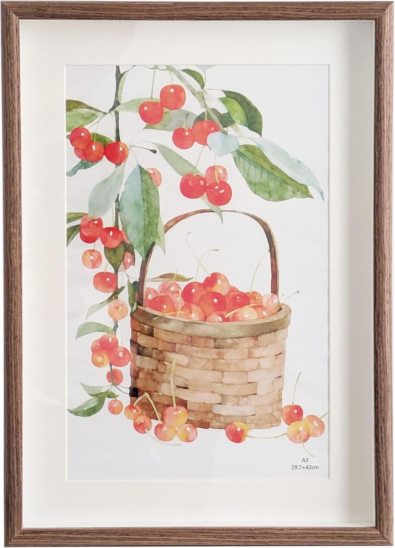 A3 Wooden Picture Frame 8.5x13 With Mat or A3 Without Mat Wall Display with Plexiglass