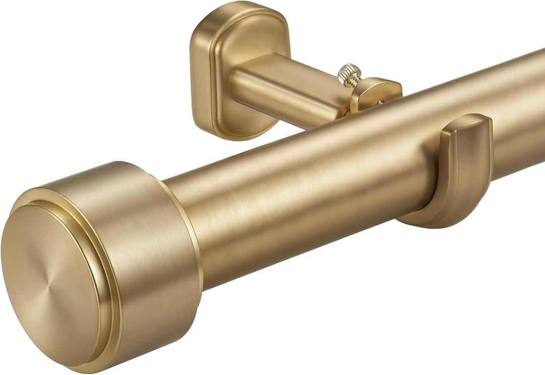 Heavy Duty Curtain Rods - 1 1/4" Large Diameter Premium Nonadjustable Curtain Rod - 156in/13ft Custom Window Treatment Rods with Durable Aluminum Brackets and End Caps,Gold Finish