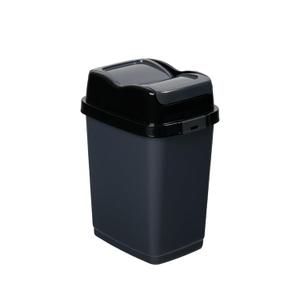 Garbage Can with Swing Top-Split Lid, 2 Pack | Small Trash Can with Lid | Durable Plastic | Slim & Sturdy Trash Bin | Fingerprint Resistant | 2.5 Gallon / 10.5 qt / 10 L  Grey/Black | Superio