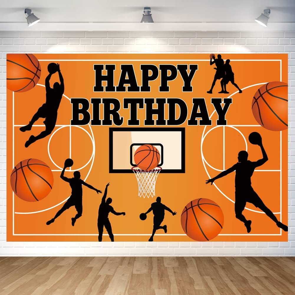 Basketball Themed Birthday Party Decoration Basketball Happy Birthday Backdrop Photo Background Banner Poster for Basketball Party Decorations Party Supplies 70.8 x 47.2 Inch