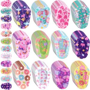60 Pcs Adhesive Kids Eye Patches for Girls Toddler Eye Patches Bulk Breathable Material, Light Blocking Cotton Colorful and Fun Designs Adhesive Bandages for Girls, 12 Styles