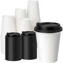 YEEHAW 100 Pack 12oz Coffee Cups with Lids, White Disposable Paper Cups, to Go Coffee Cups for Cafes, Party, and Office