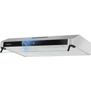 400CFM 30 Inch Vent Hood with LED Light | Ducted/Ductless Range Hood with Charcoal Filter| 3- Speed Touch Control | 6-Layers Steel Grease Filters|