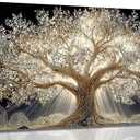 HANGYUEACE Large Tree of Life Canvas Wall Art | Luxury Picture Wall Decor,Gold Tree Poster Print Artwork for Bedroom Living Room Home Decoration 16 x 32 inches