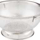 Stainless Steel Colander With Looped Handles & Rimmed Footer, Rust-Resistant Pasta Strainer & Veggie Wash, Food Prep Strainer Basket, 2.5 Quart