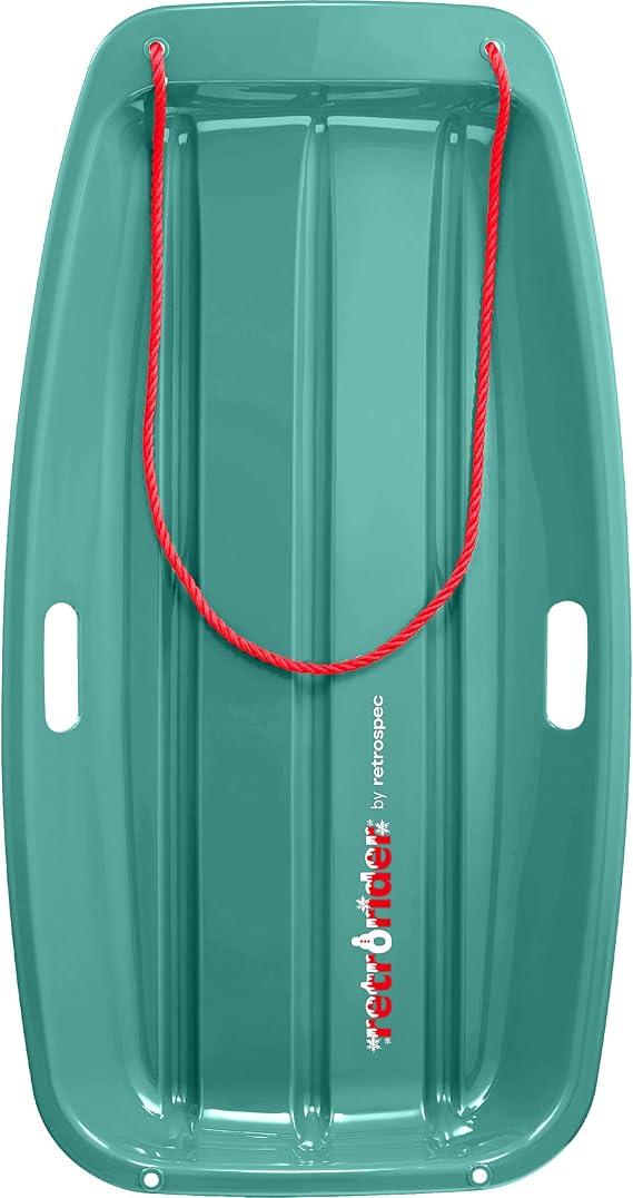 Retrospec Retrorider Plastic Snow Sled Toboggan Style with Pull Rope, Cold-Resistant Coating, and Hard Bottom for Smooth Downhill Rides Available for Kids and Adults, Size: 35"