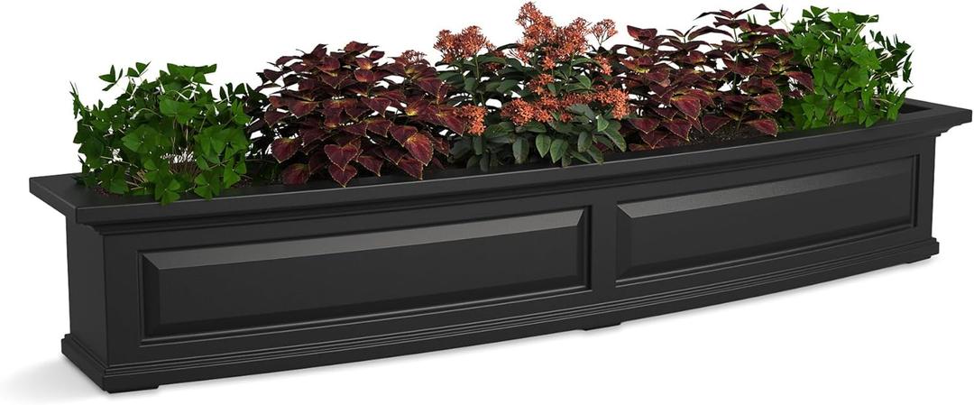 Mayne Nantucket 5-Foot Window Box  Self-Watering, Weather-Resistant Planter for Flowers  Durable Design for Outdoor Use, Perfect for Windows (Black)