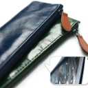 Sunlit 100% Waterproof Wipe Clean Hygienic Carrying Case/Pouch for Reusable Straws - 2 set - For 10.5 inches Straws Silicone or Stainless Steel - Brush/Chopsticks Zipper Bag for Travel (Blue&green)