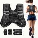 PACEARTH Weighted Vest,4lb/6lb/10lb/12lb/16lb/20lb/25lb/30lb Weight Vest with Reflective Stripe, Body Weight Vests Adjustable for Men, Women Workout, Strength Training, Running, Walking, Jogging (Black Set)