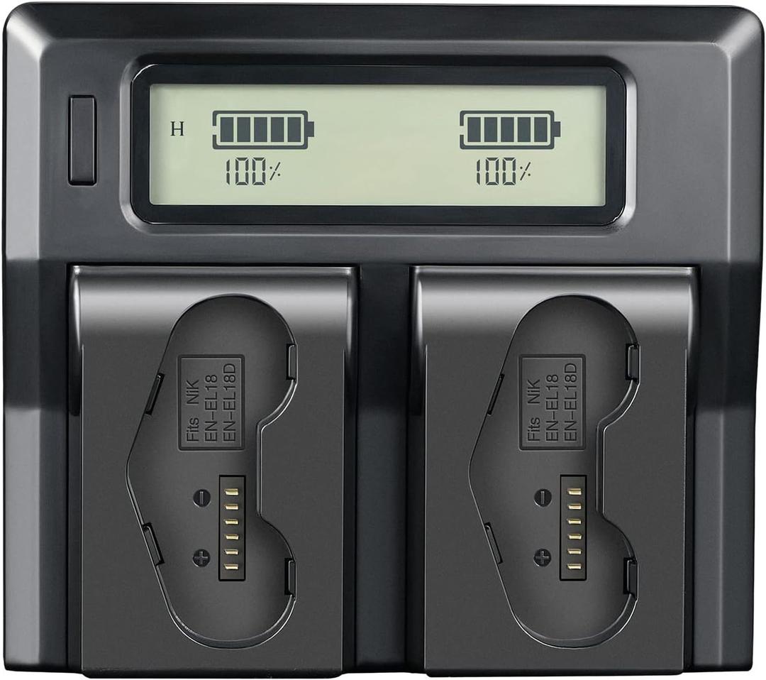 DSTE Replacement for Dual Battery Charger Compatible with Nikon EN-EL18 Battery, D4, D4S, D5, D6, Z9 Camera