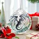2 x Dragon Ornament Christmas Decoration & Christmas Ornament; Stained Glass Holiday Decoration (Holiday Present, Bauble Present, Gift Idea, Gift Exchange) | Heirloom Keepsakes