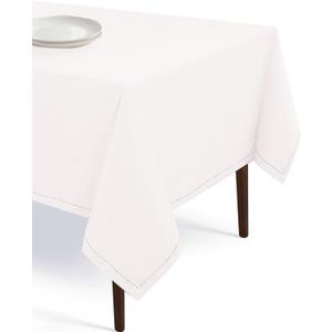 Table Cloth 100% Cotton 60"x84" Decorative Tablecover Washable Rectangle Tablecloths for Gifts, Dining, BBQ, Buffet Parties & Wedding - White