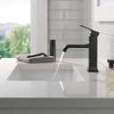 Delta Velum Matte Black Bathroom Faucet 1 Hole, Single Hole Bathroom Sink Faucet for Vanity, Metal Push-Pop Drain Assembly, Matte Black 539-BLMPU-DST