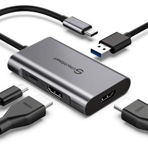 UtechSmart HDMI to USB C Adapter, 4-in-1 USB C Hub, Dual HDMI Adapter with 4K, USB C to USB Adapter for MacBook Pro Air, Dell, HP, Microsoft, Chromebook, Lenovo, iPhone 16 (100W PD USB 3.0) UtechSmart HDMI to USB C Adapter, 4-in-1 USB C Hub, Dual HDMI Adapter with 4K, USB C to USB Adapter for MacBook Pro Air, Dell, HP, Microsoft, Chromebook, Lenovo, iPhone 16 (100W PD USB 3.0)