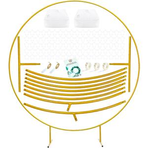 LANGXUN 7.2ft Gold Metal Round Balloon Arch kit, Backdrop Circle Stand Arch Frame for Wedding Birthday Party Decoration, Graduation Decorations and Baby Shower Photo Background