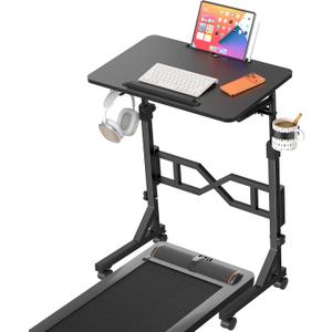 Oransail Small Standing Desk with Wheels, 29.5-45.3 Inch Adjustable Height, Portable Treadmill Desk, Rolling Computer Table for Walking Pad with a Cup Holder and a Hook