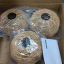 3 Pack Wicker Pendant Light Natural Woven Pendant Light Boho Chandelier Light Fixture Dome Rustic Farmhouse Pendant Lights Rattan Light Fixture for Dining Room Kitchen Island (Bulb Incl.)