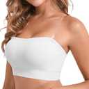 DEANGELMON Strapless Bras for Women Comfort Non-Slip Seamless Padded Bralette Clear Straps Wireless Tube Top Bra (Medium, White)